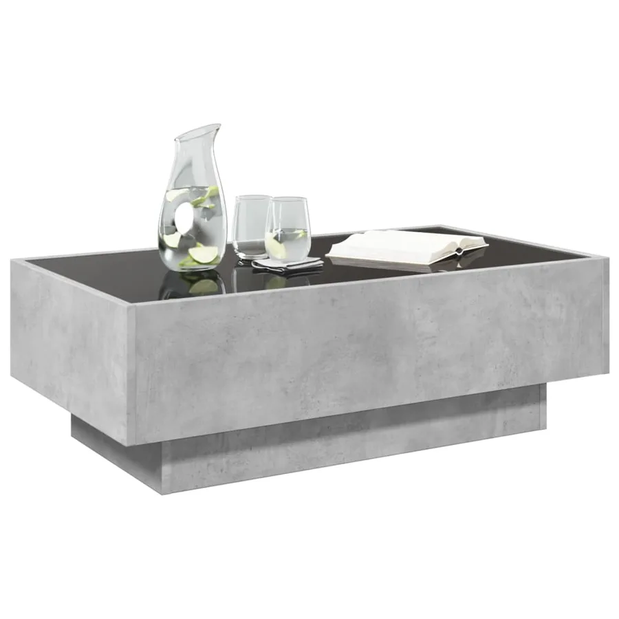 Table basse avec LED gris béton 90x50x30 cm bois d'ingénierie - 5