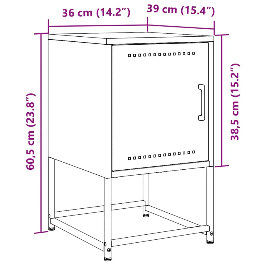 Tables de chevet 2 pcs blanc 36x39x60,5 cm acier - 13