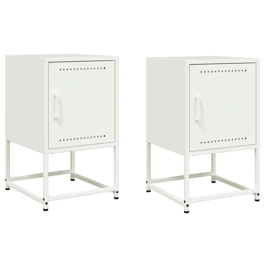 Tables de chevet 2 pcs blanc 36x39x60,5 cm acier - 2