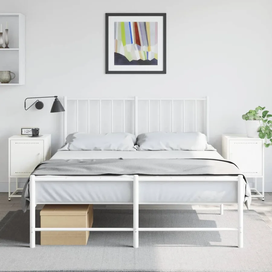 Tables de chevet 2 pcs blanc 36x39x60,5 cm acier - 3