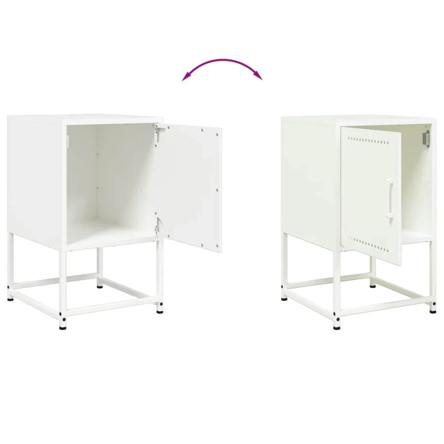 Tables de chevet 2 pcs blanc 36x39x60,5 cm acier - 9