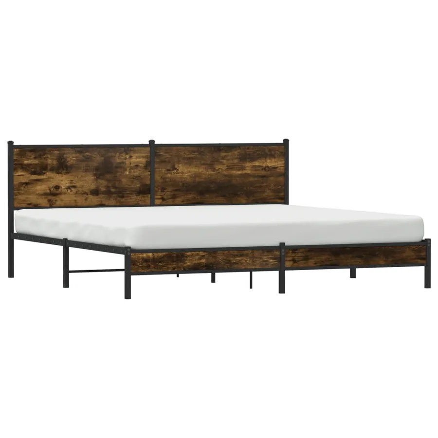 Cadre de lit en métal sans matelas chêne fumé 193x203 cm - 3