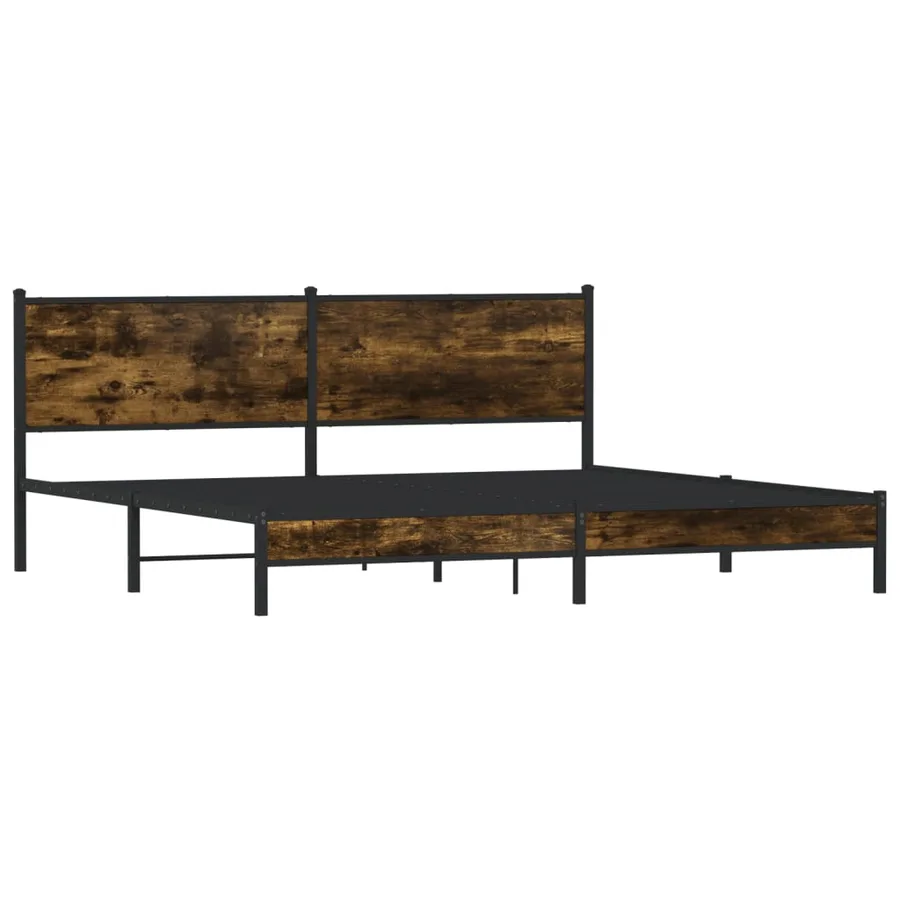 Cadre de lit en métal sans matelas chêne fumé 193x203 cm - 4