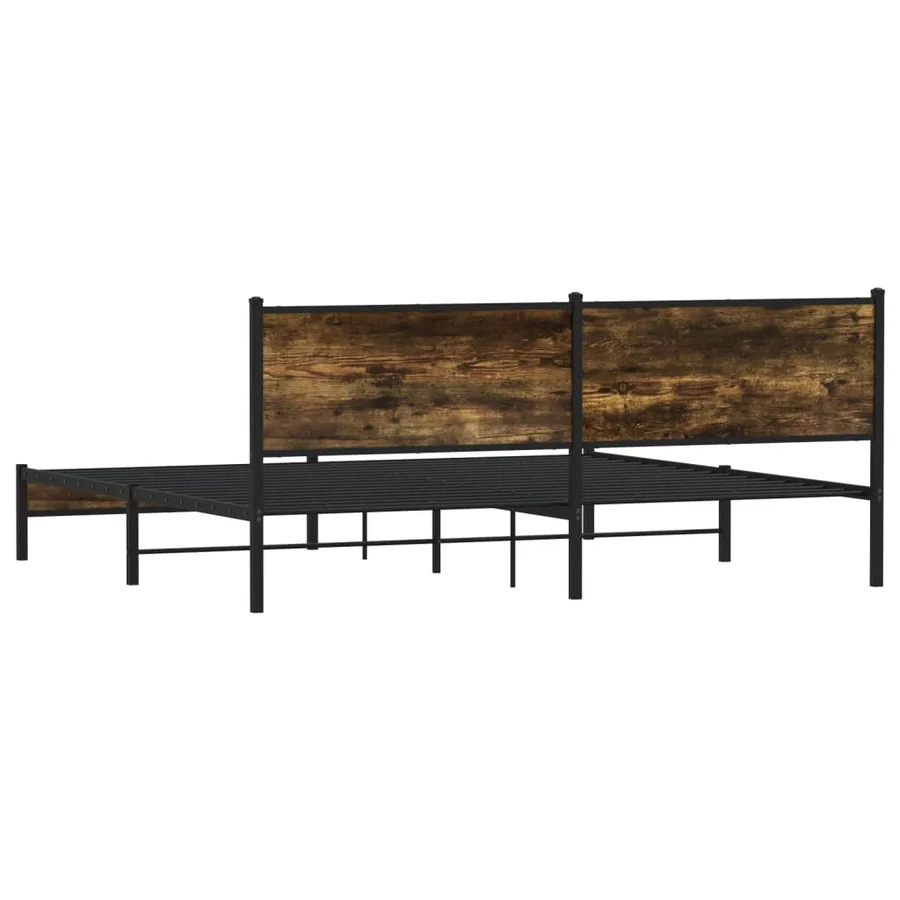 Cadre de lit en métal sans matelas chêne fumé 193x203 cm - 7