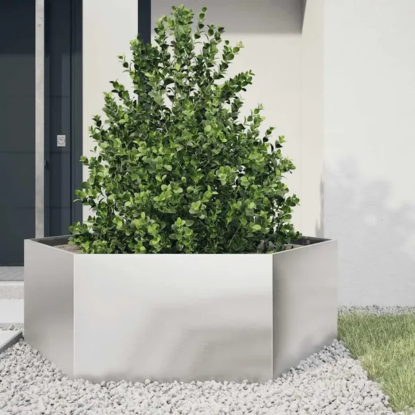 Jardinière hexagone 138x120x45 cm acier inoxydable