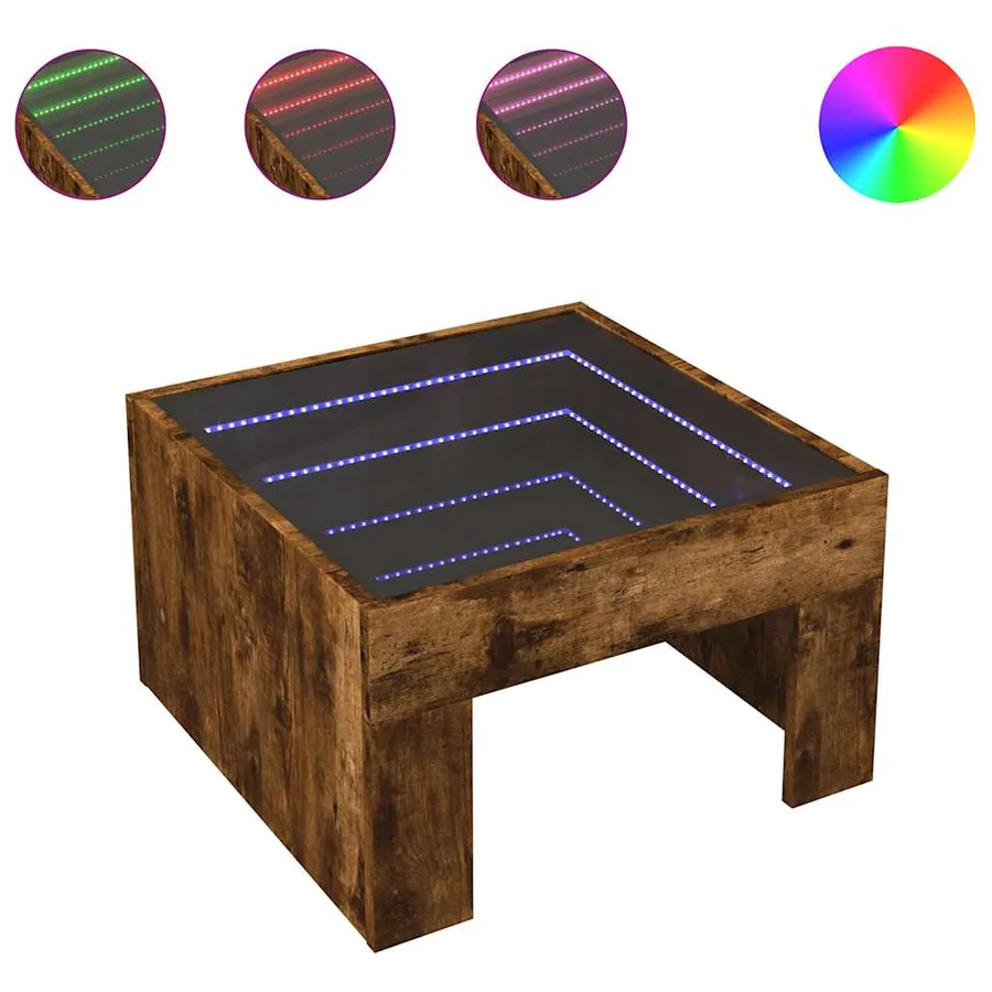 Table basse avec LED infini chêne fumé 50x50x30 cm - 2