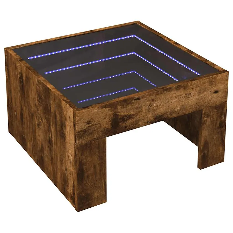 Table basse avec LED infini chêne fumé 50x50x30 cm - 3