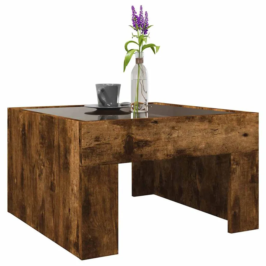 Table basse avec LED infini chêne fumé 50x50x30 cm - 5