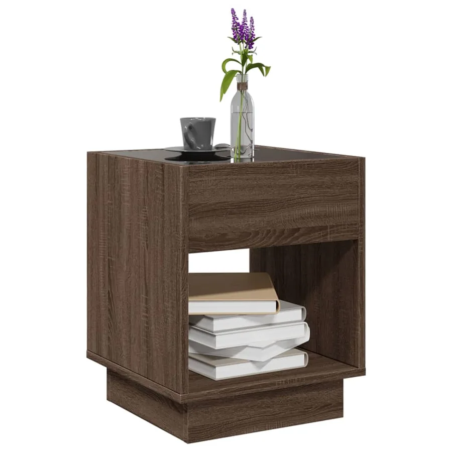 Table basse avec LED infini chêne marron 40x40x50 cm - 5