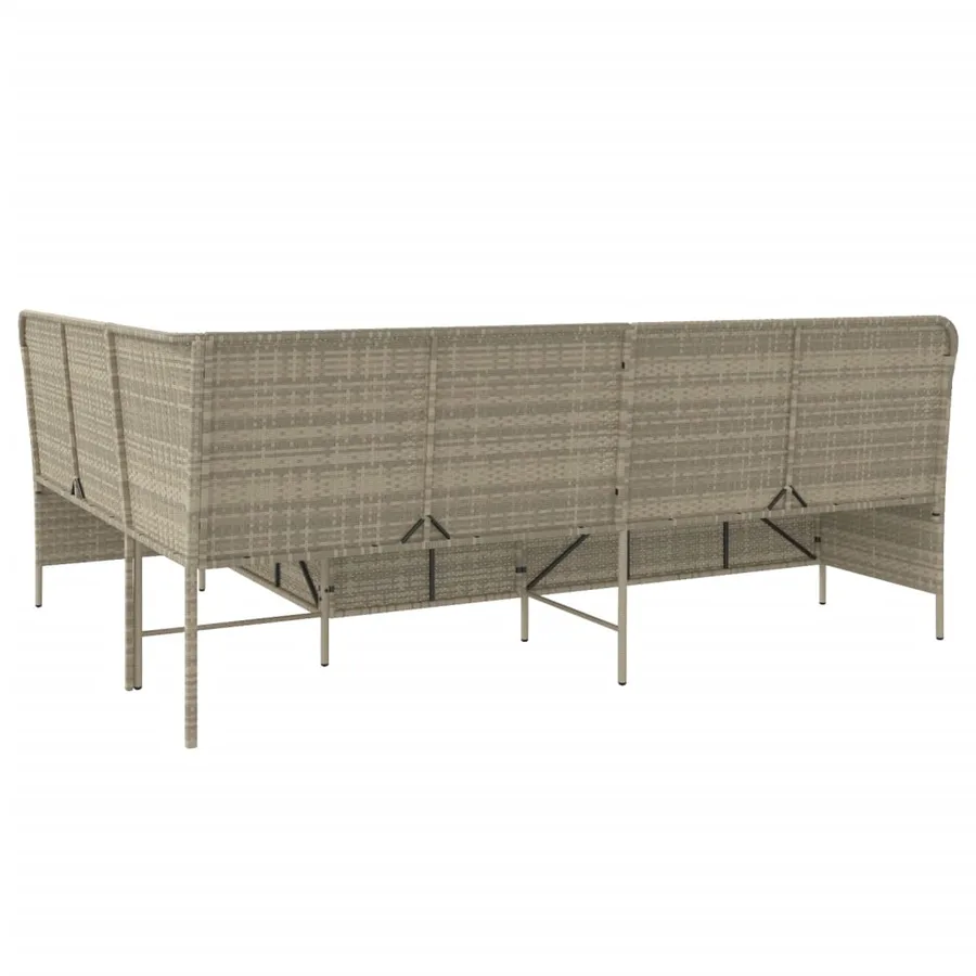 Canapé de jardin avec coussins forme de L gris clair poly rotin - 6