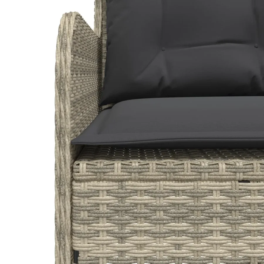 Canapé de jardin avec coussins forme de L gris clair poly rotin - 7