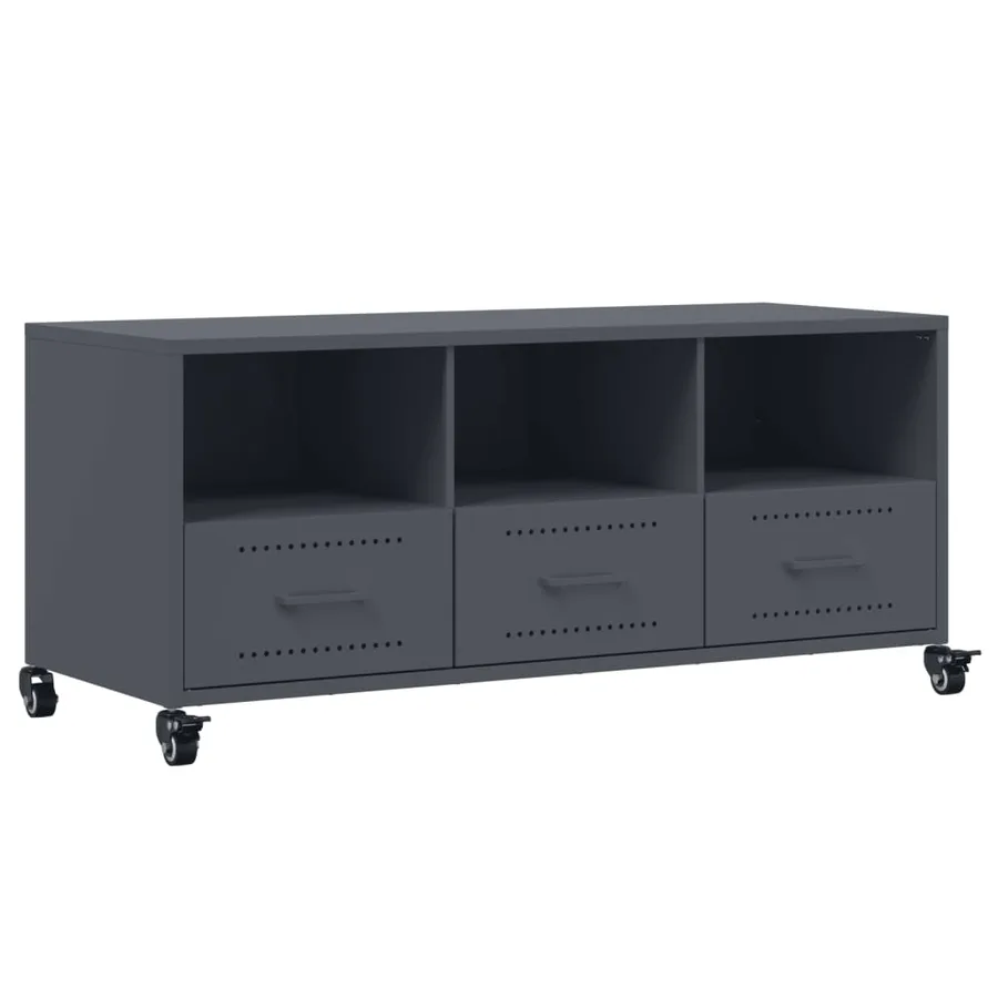 Meuble TV anthracite 100,5x39x43,5 cm acier - 2