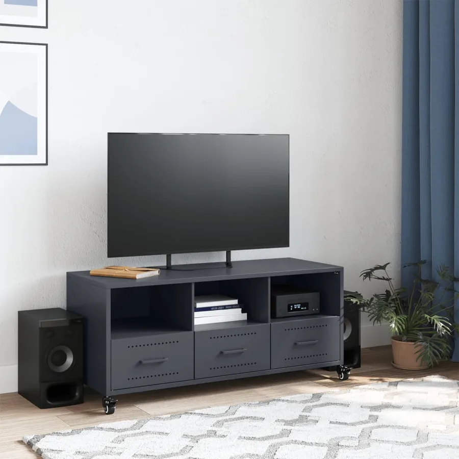 Meuble TV anthracite 100,5x39x43,5 cm acier - 3