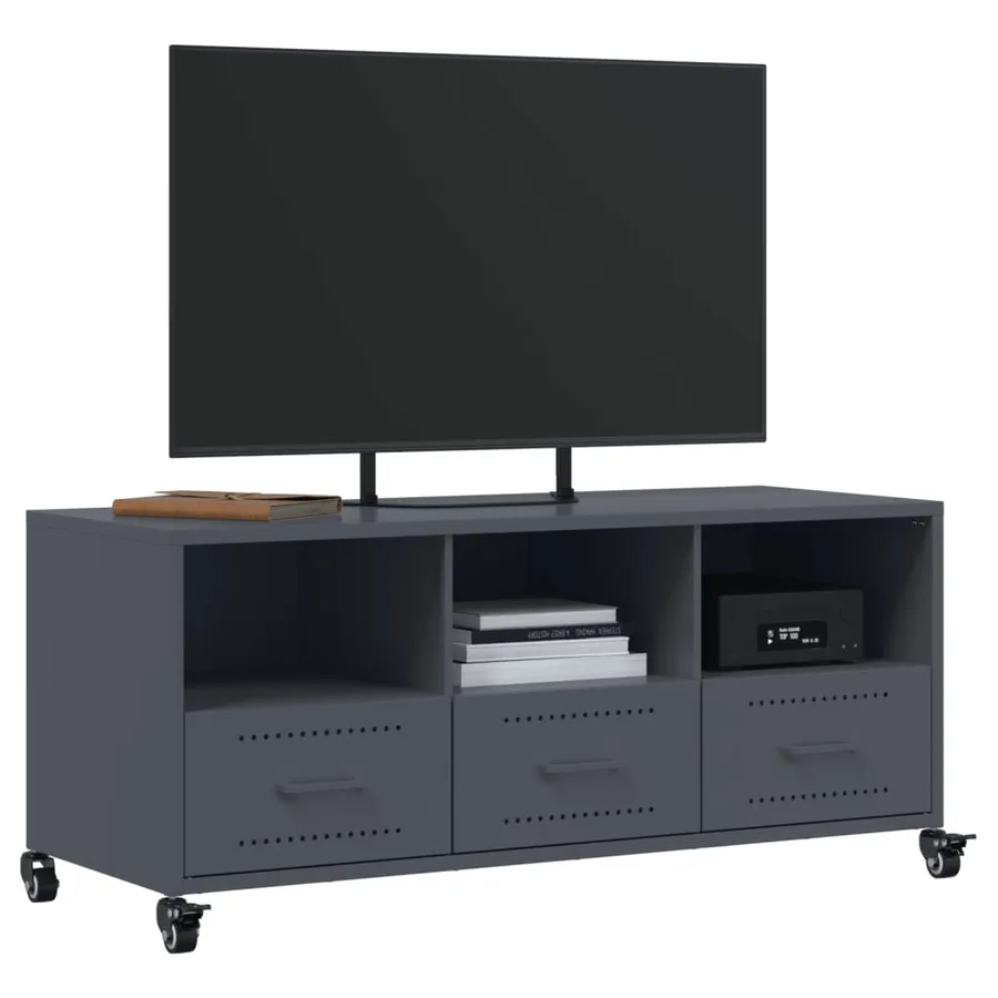 Meuble TV anthracite 100,5x39x43,5 cm acier - 4