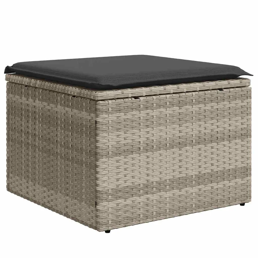 Salon de jardin avec coussins 7 pcs gris clair résine tressée - 7