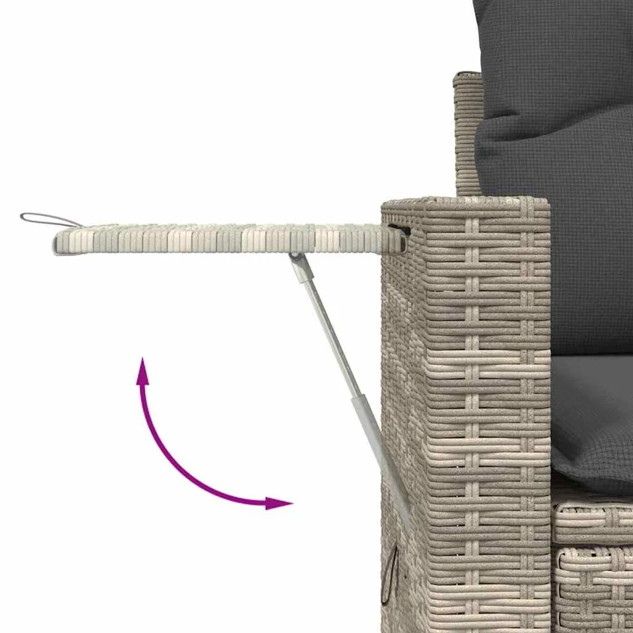 Salon de jardin avec coussins 7 pcs gris clair résine tressée - 3