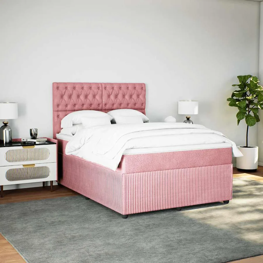 Sommier à lattes de lit avec matelas Rose 140x200 cm Velours - 5