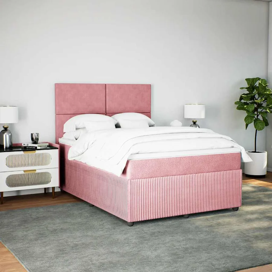 Sommier à lattes de lit avec matelas Rose 140x200 cm Velours - 5