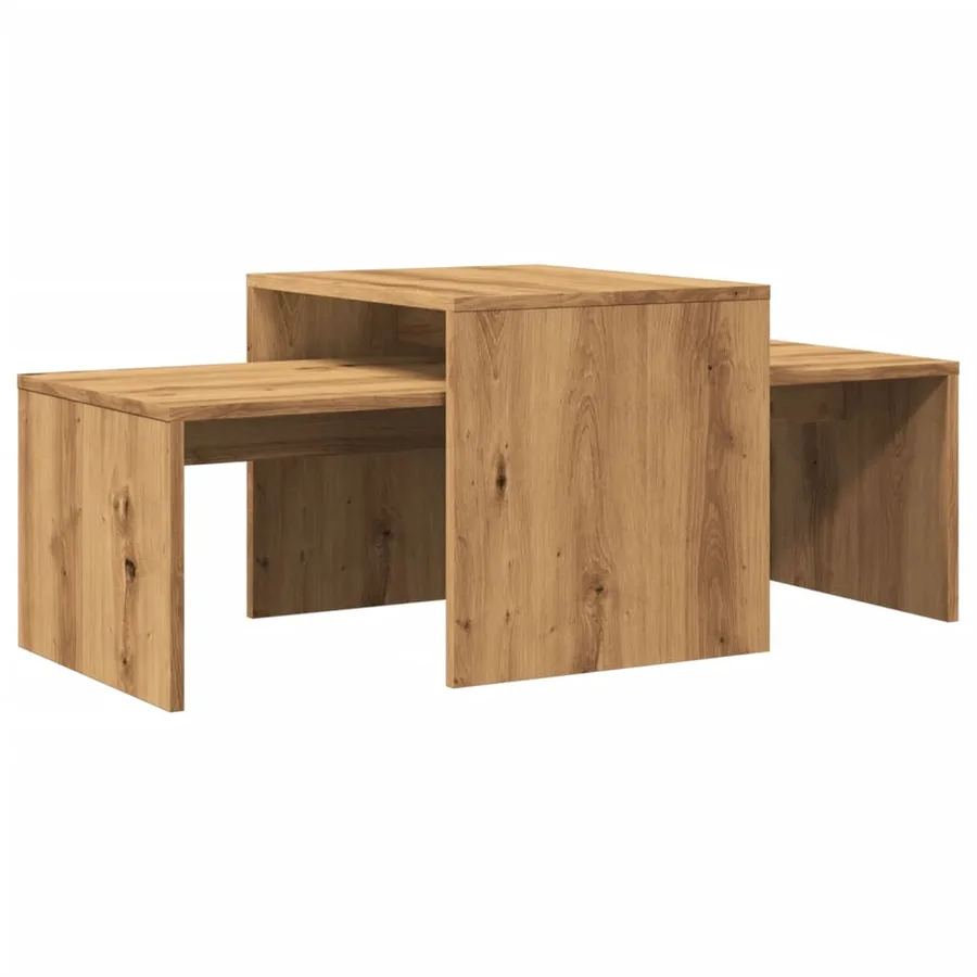 Table basse chêne artisanal 100x48x40 cm bois d'ingénierie - 6