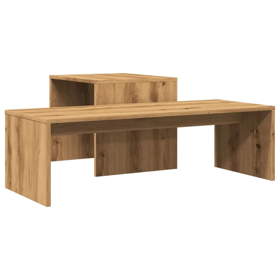 Table basse chêne artisanal 100x48x40 cm bois d'ingénierie - 7