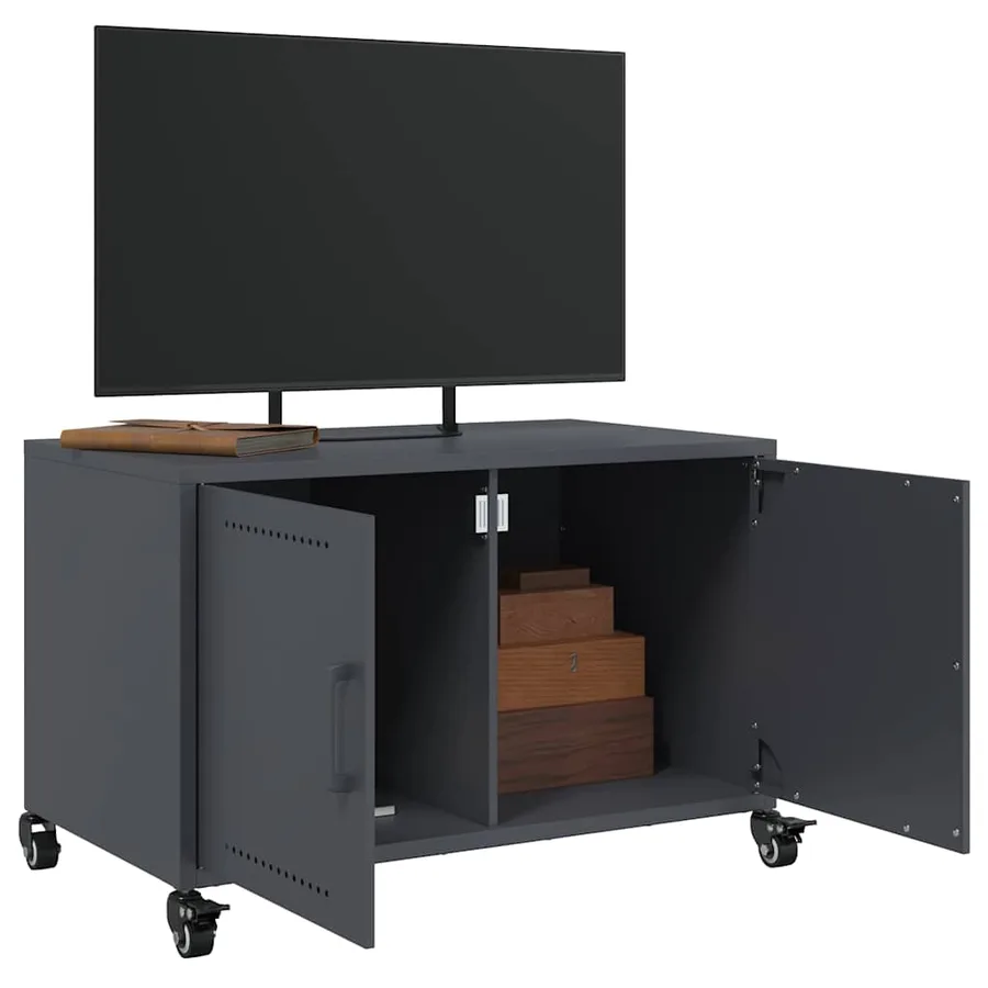Meuble TV anthracite 68x39x43,5 cm acier - 4