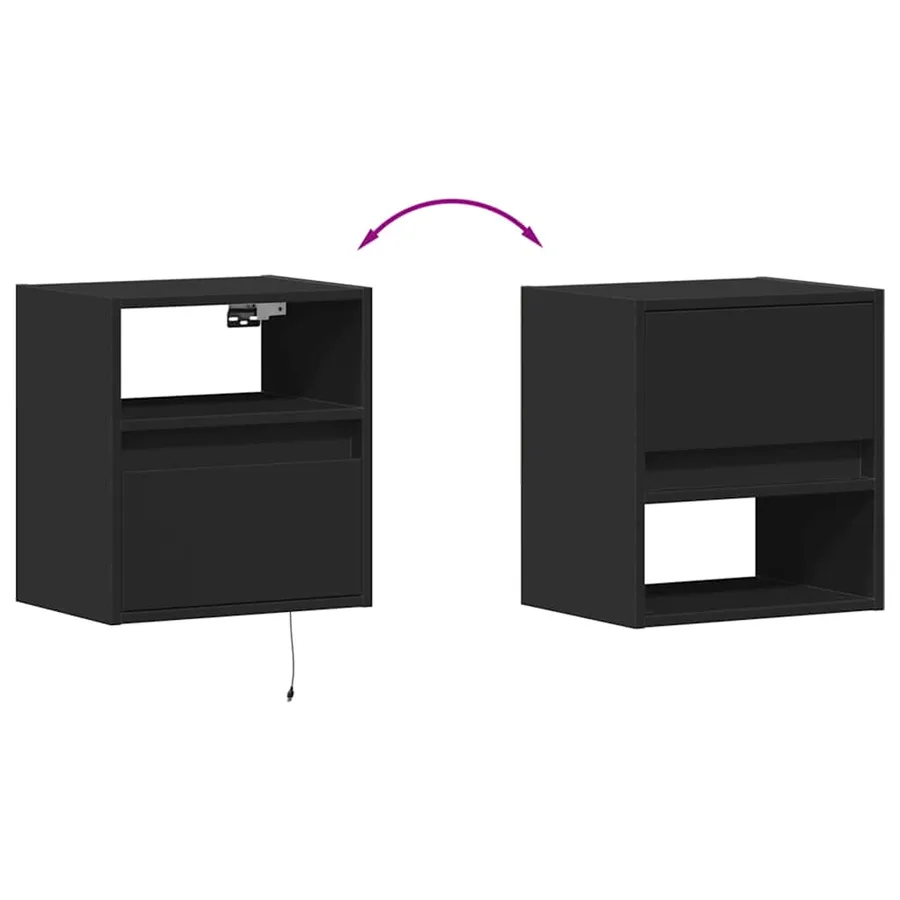 Meubles TV muraux avec lumières LED 2 pcs noir 41x31x45 cm - 10