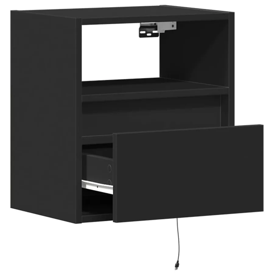 Meubles TV muraux avec lumières LED 2 pcs noir 41x31x45 cm - 9