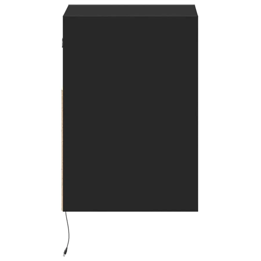 Tables de chevet murales avec lumières LED 2 pcs noir - 7