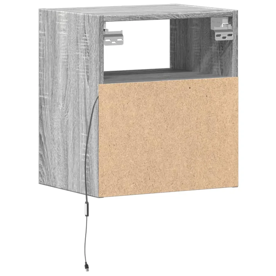 Tables de chevet murales avec lumières LED 2 pcs sonoma gris - 8
