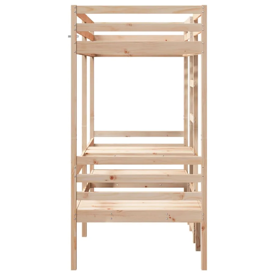 Lit mezzanine avec bureau et chaises 90x200 cm pin massif - 6