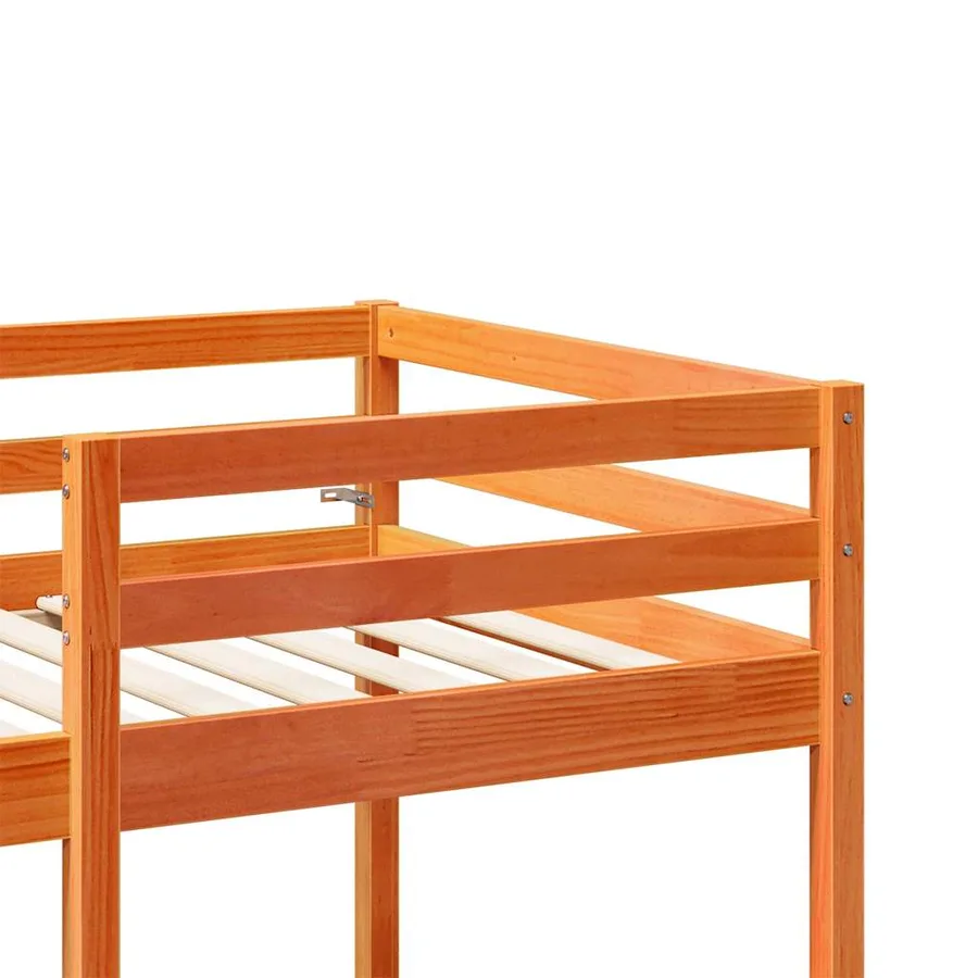 Lit mezzanine avec bureau et chaises brun cire 80x200 cm pin - 8