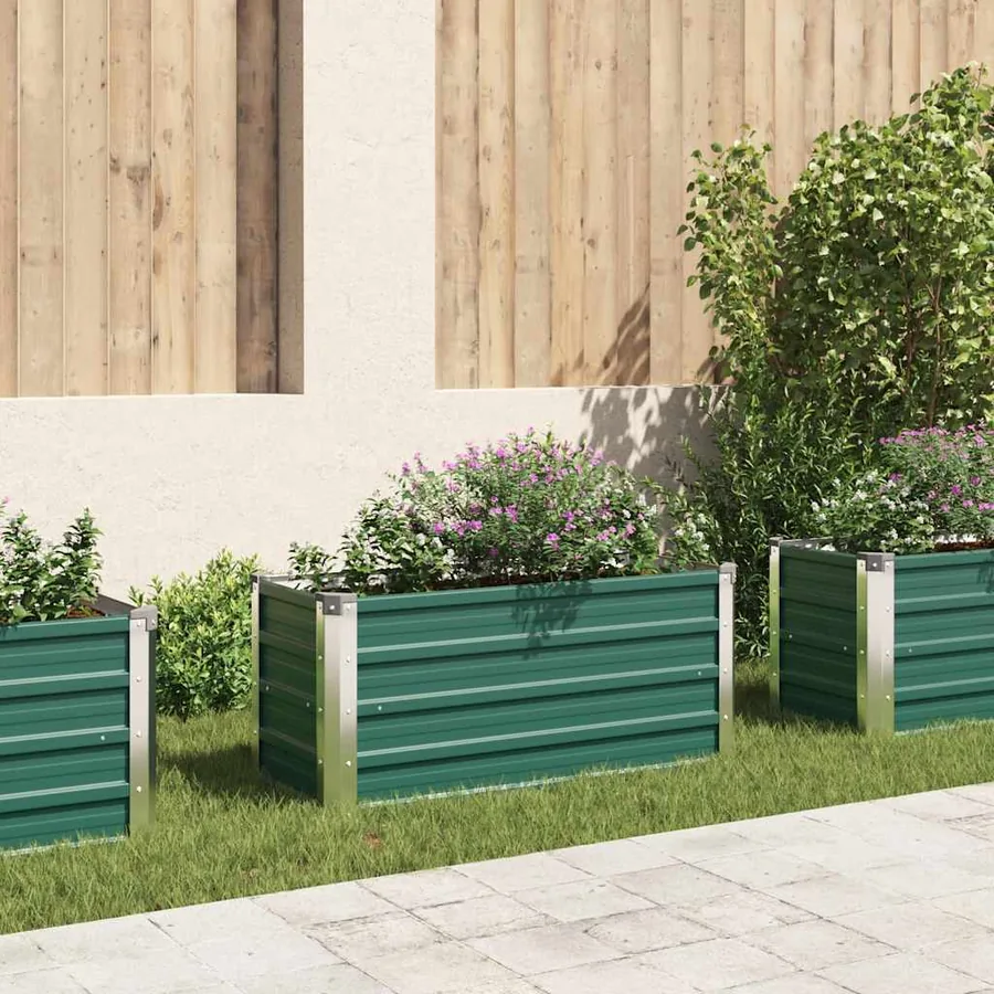 Raised Garden Bed Galvanised Steel 100x40x45 cm Green
