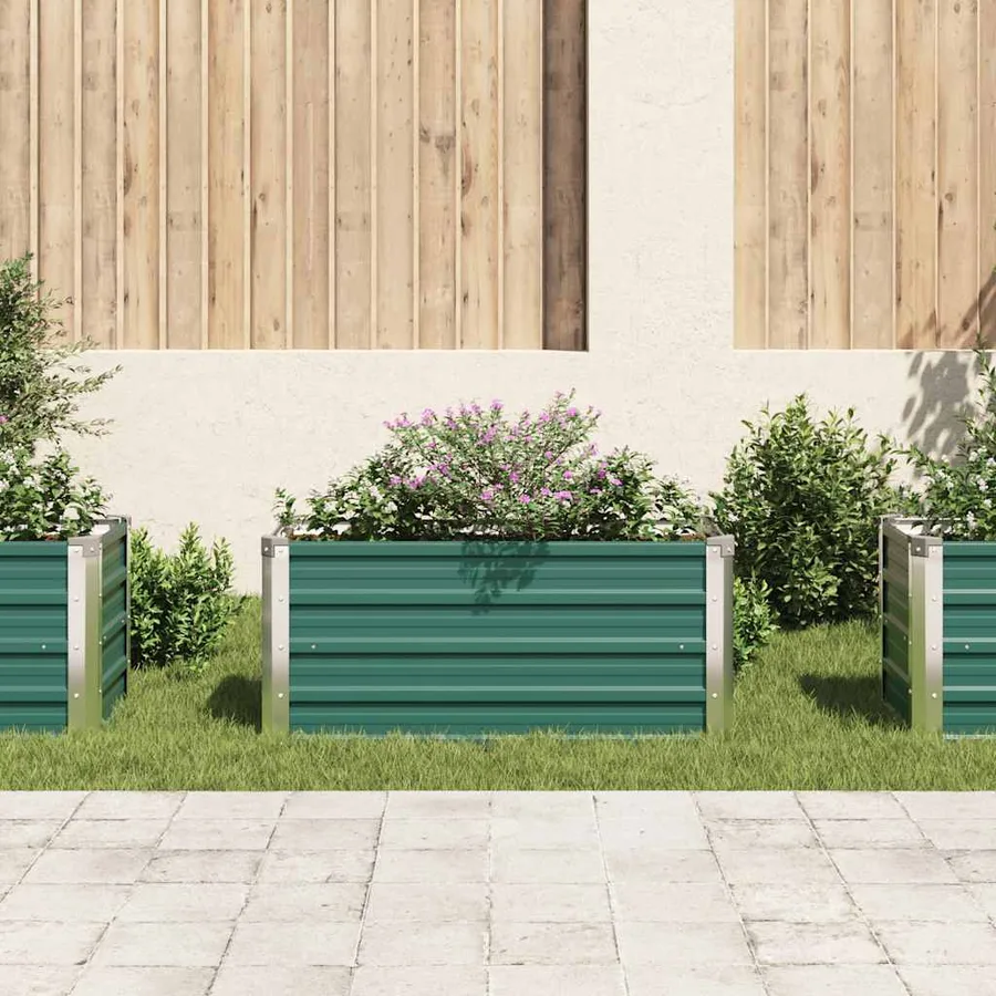 Raised Garden Bed Galvanised Steel 100x40x45 cm Green - 3
