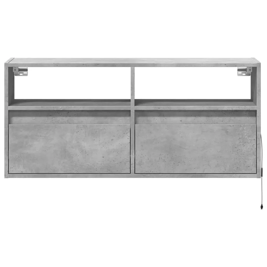 Meuble TV mural avec lumières LED gris béton 100x31x45 cm - 6