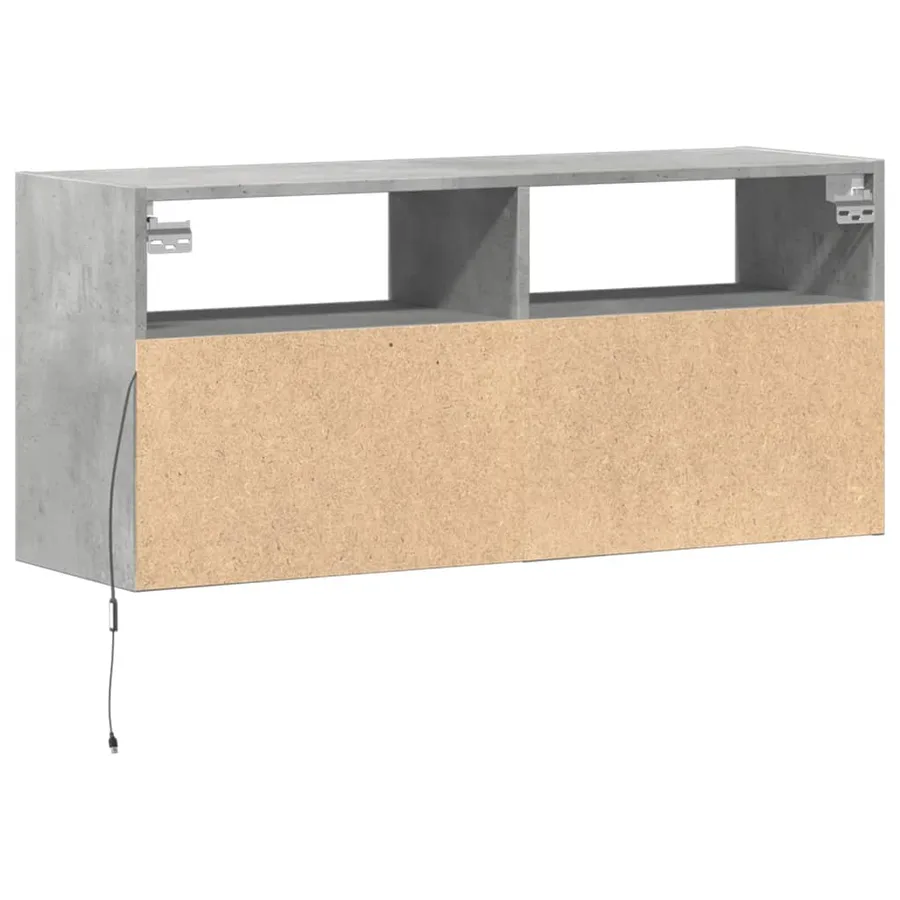 Meuble TV mural avec lumières LED gris béton 100x31x45 cm - 8