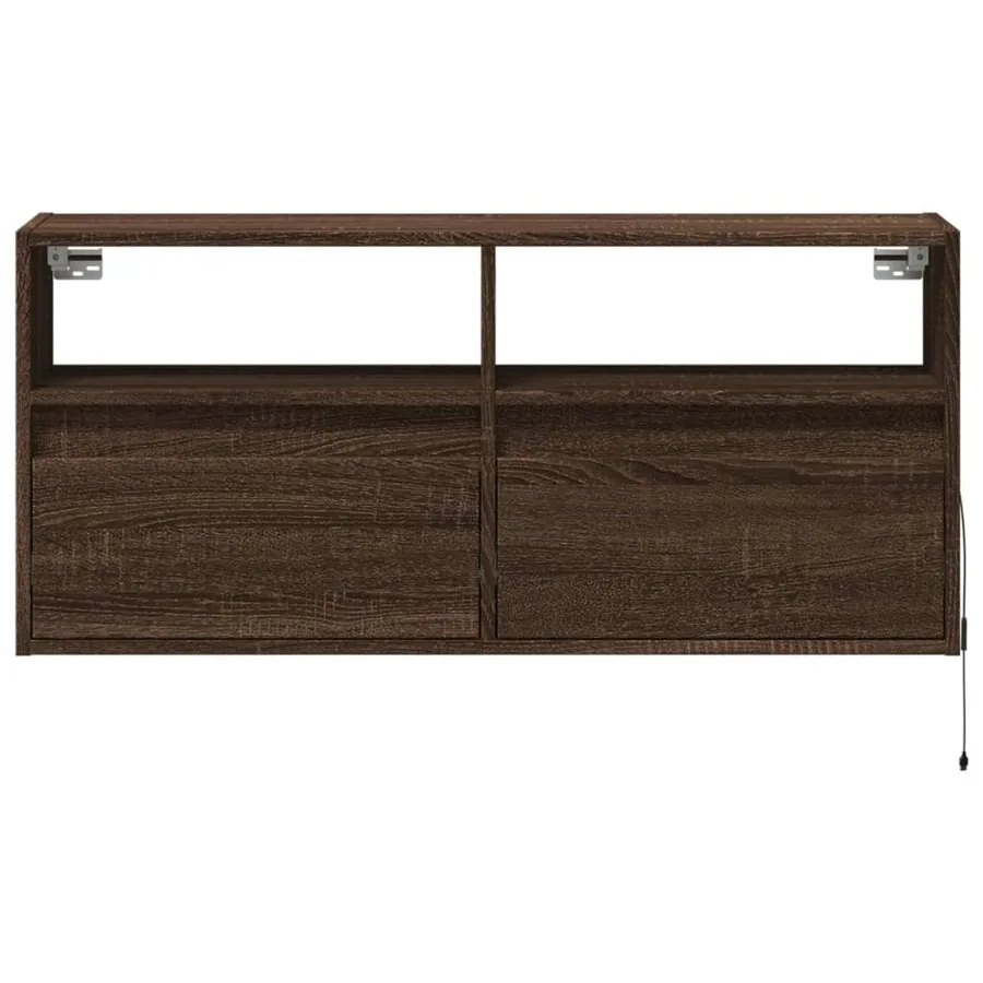 Meuble TV mural avec lumières LED chêne marron 100x31x45 cm - 6