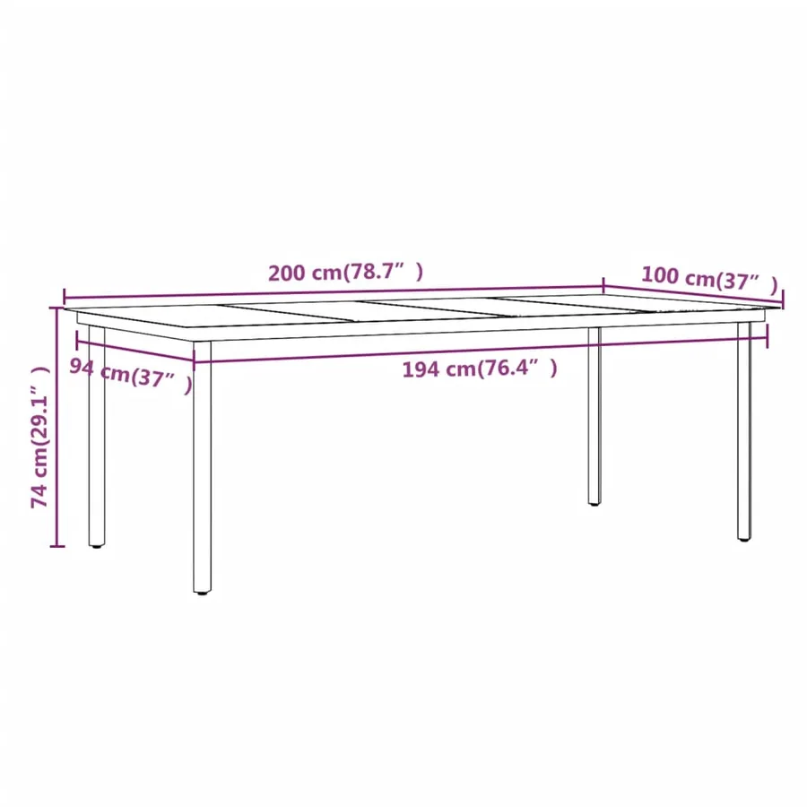 Ensemble à manger de jardin et coussins 9pcs Gris/noir - 8