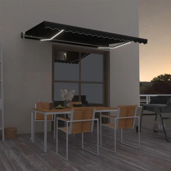 Automatic Awning and Wind Sensor LED 450x350 cm Anthracite