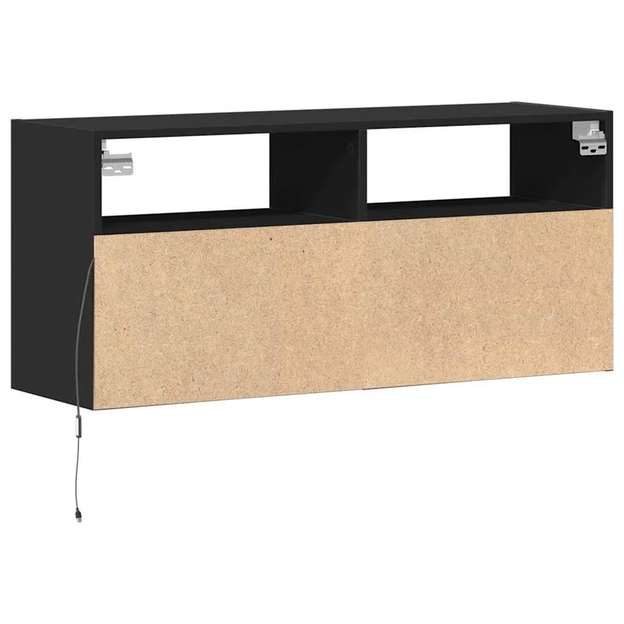 Meuble TV mural avec lumières LED noir 100x31x45 cm - 8