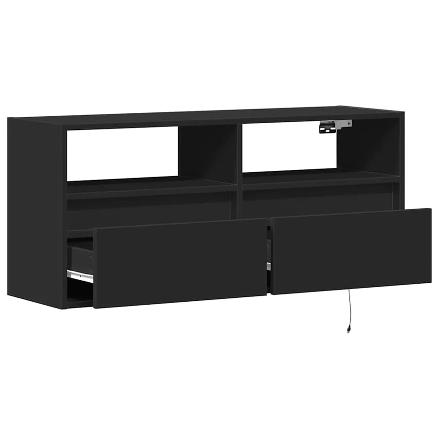 Meuble TV mural avec lumières LED noir 100x31x45 cm - 9