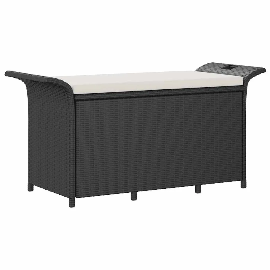 Garden Bench with Cushion Black 116x46x57 cm Poly Rattan - 2