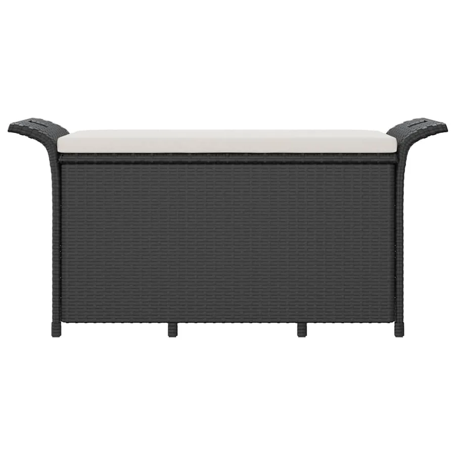 Banc de jardin avec coussin noir 116x46x57 cm résine tressée - 4