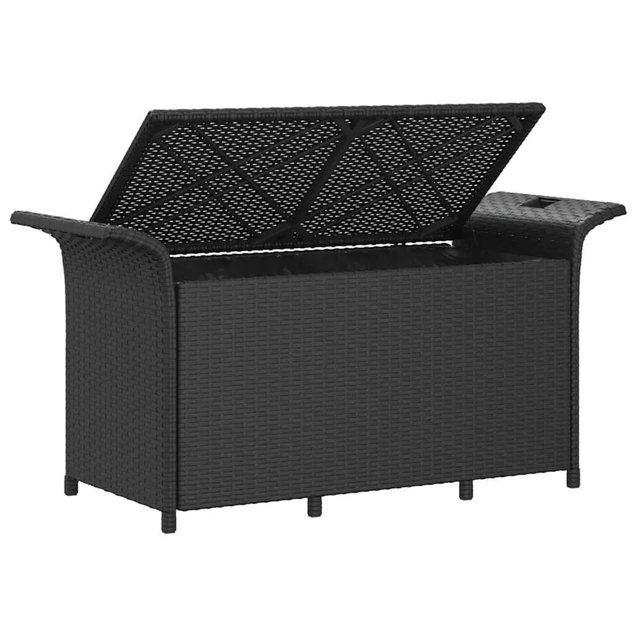 Banc de jardin avec coussin noir 116x46x57 cm résine tressée - 6