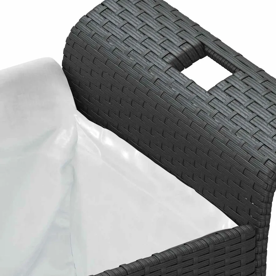 Banc de jardin avec coussin noir 116x46x57 cm résine tressée - 7