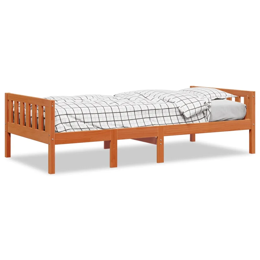Lit pour enfants sans matelas cire marron 75x190 cm pin massif - 2