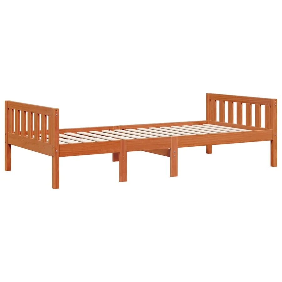 Lit pour enfants sans matelas cire marron 75x190 cm pin massif - 3