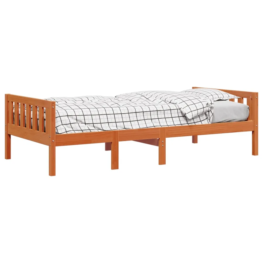 Lit pour enfants sans matelas cire marron 75x190 cm pin massif - 4