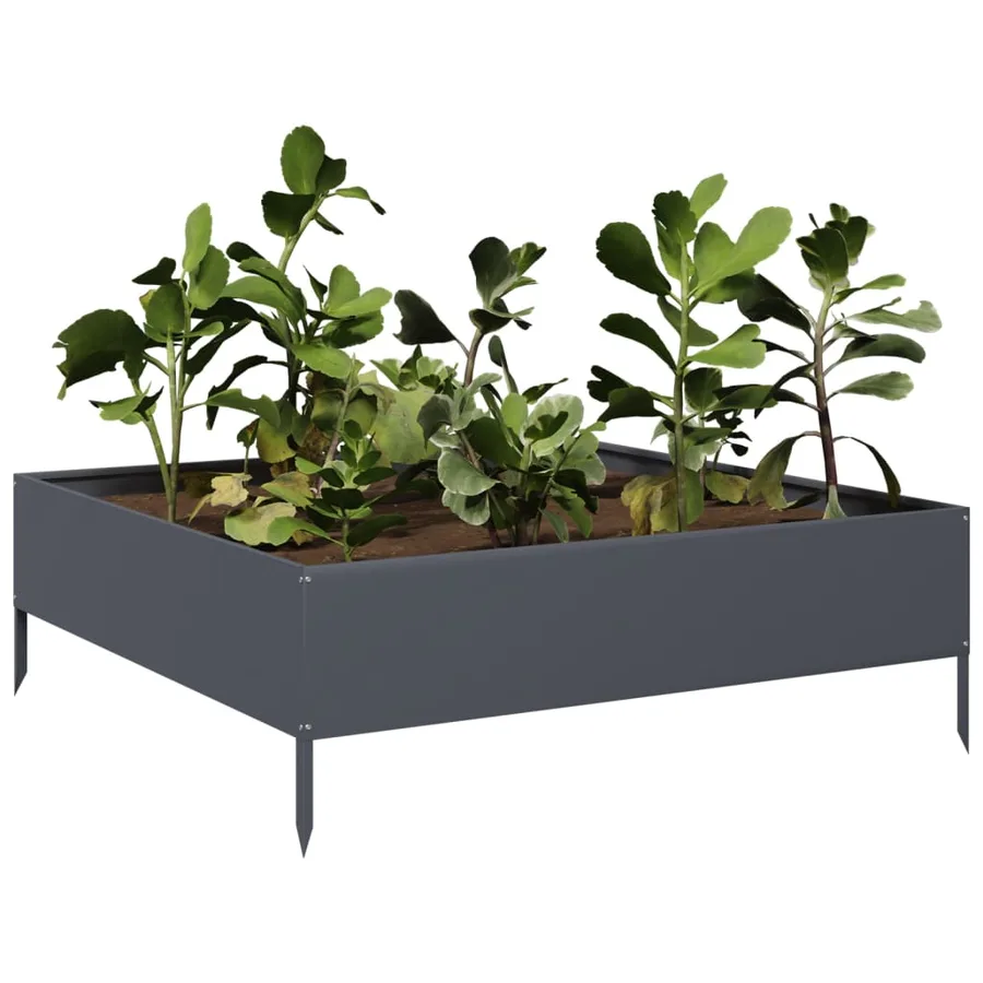 Lit surélevé de jardin anthracite 100x100x33,5 cm acier - 3
