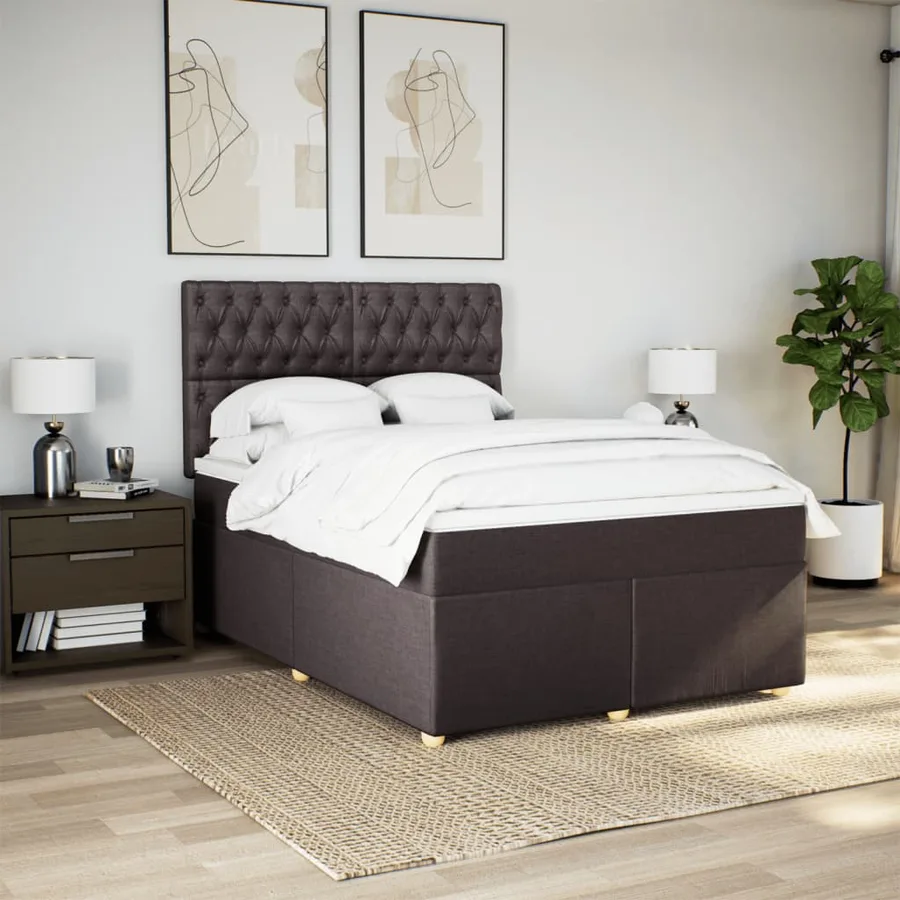 Sommier à lattes de lit avec matelas Marron foncé 140x200 cm - 4
