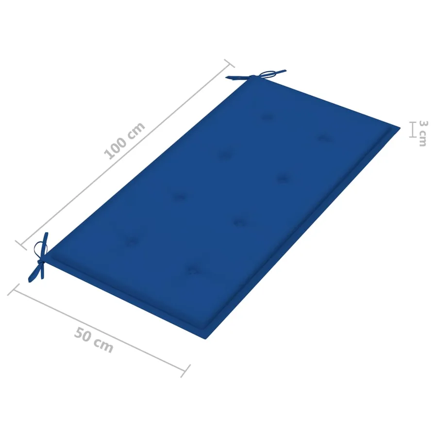 Banc de jardin et coussin bleu royal 112 cm Bois de teck massif - 9